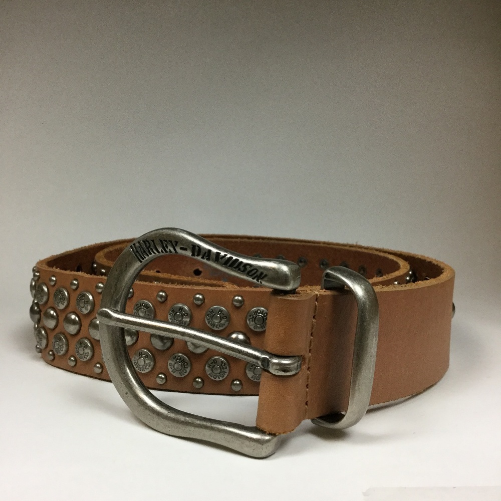 Harley Davidson Brown Leather Studded Belt